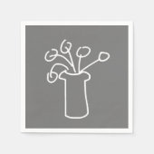 Serviette En Papier Fleur moderne simple gris blanc (Devant)