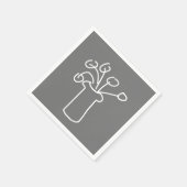 Serviette En Papier Fleur moderne simple gris blanc (Coin)