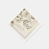 Serviette En Papier Fleur Monogramme Russe Roses blanches Papier (Coin)
