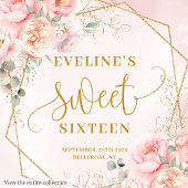 Serviette En Papier Fleur or rose pâle doux 16 Anniversaire