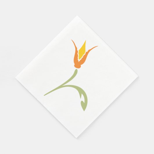 Serviette En Papier Fleur orange (Coin)