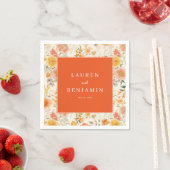 Serviette En Papier Fleur Orange Joyeuse (En situation)