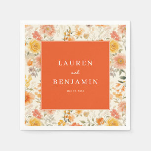 Serviette En Papier Fleur Orange Joyeuse