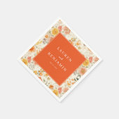 Serviette En Papier Fleur Orange Joyeuse (Coin)
