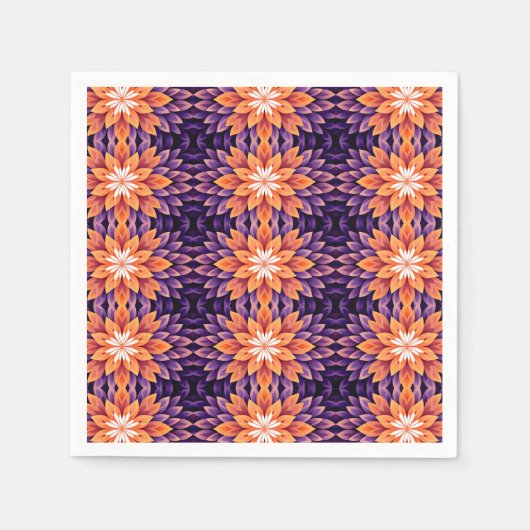 Serviette En Papier Fleur orange violet blanc (Devant)