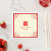 Serviette En Papier Fleur orientale mariage rouge (En situation)