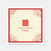 Serviette En Papier Fleur orientale mariage rouge (Devant)