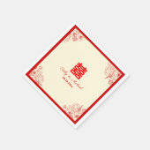 Serviette En Papier Fleur orientale mariage rouge (Coin)