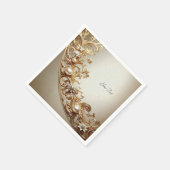 Serviette En Papier Fleur Ornementale Dorée (Coin)