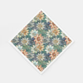Serviette En Papier Fleur Peach Bleu Blanc Vert (Coin)