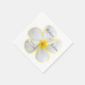 Serviette En Papier Fleur Plumeria blanche avec Jaune, Mariage, Napkin (Coin)