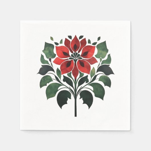 Serviette En Papier Fleur Poinsettia (Devant)