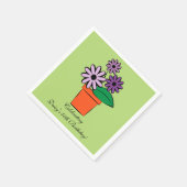Serviette En Papier Fleur Pot Purple Daisées Personnalisées (Coin)