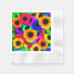 Serviette En Papier Fleur psychédélique vive enfant Motif hippie