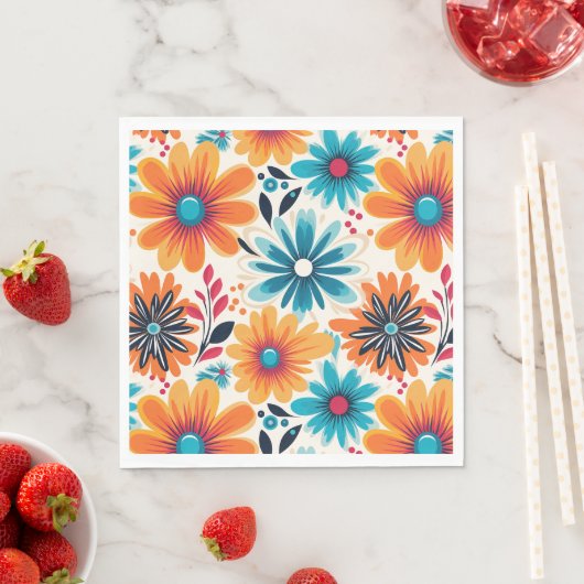 Serviette En Papier Fleur Retro Boho (En situation)