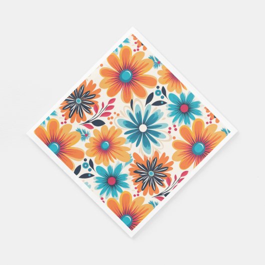 Serviette En Papier Fleur Retro Boho (Coin)