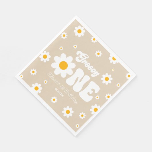 Serviette En Papier Fleur Retro Daisy Super Un 1er anniversaire (Coin)