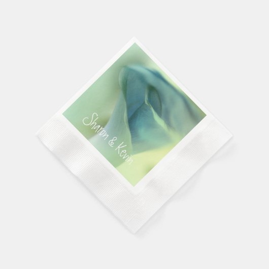 Serviette En Papier Fleur romantique dans les tons bleus - Mariage (Coin)