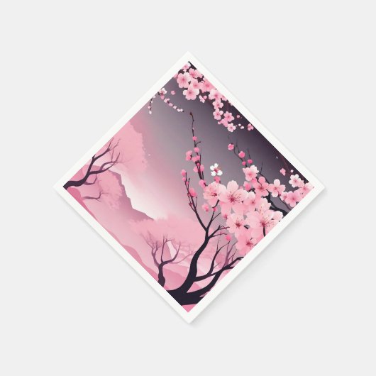 Serviette En Papier Fleur romantique de cerise (Coin)