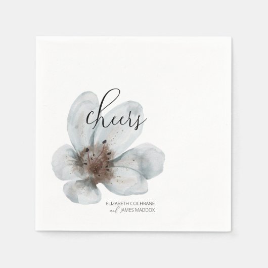 Serviette En Papier Fleur ・ Romantique Moderne Floral ・ Élégant Script (Devant)