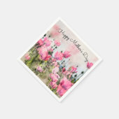 Serviette En Papier Fleur rose Bonne Fête des Mères Aquarelle (Coin)