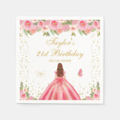Serviette En Papier Fleur rose Brown coiffeuse fête d'anniversaire (Devant)