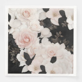 Serviette En Papier Fleur rose et noire (Devant)