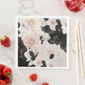 Serviette En Papier Fleur rose et noire (En situation)