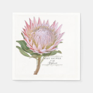Serviette En Papier Fleur rose florale moderne de Protea de baby