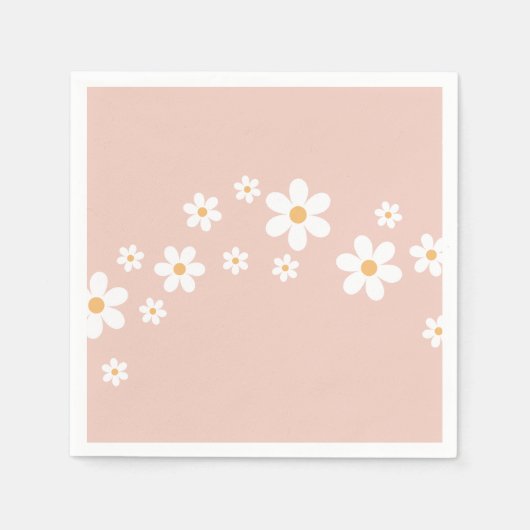 Serviette En Papier Fleur rose groovy Retro Daisy (Devant)