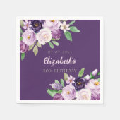 Serviette En Papier Fleur rose lavande violette anniversaire (Devant)