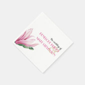 Serviette En Papier Fleur rose Magnolia en fleur Monogram mariage (Coin)