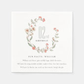 Serviette En Papier Fleur rose mignonne Fille Fille Anniversaire Faits (Devant)