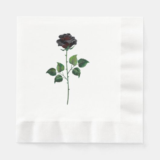 Serviette En Papier Fleur rose noire (Devant)