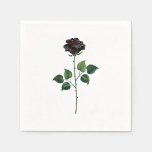 Serviette En Papier Fleur rose noire
