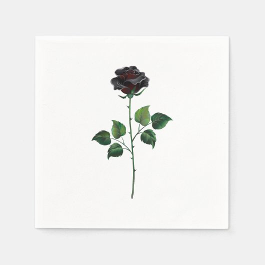 Serviette En Papier Fleur rose noire (Devant)