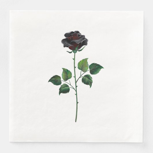Serviette En Papier Fleur rose noire (Devant)