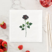 Serviette En Papier Fleur rose noire (En situation)