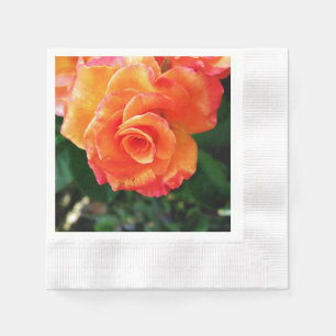Serviette En Papier Fleur rose orange