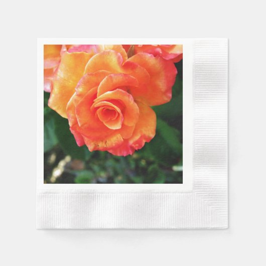 Serviette En Papier Fleur rose orange (Devant)