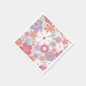 Serviette En Papier Fleur rose rétro groovy (Coin)