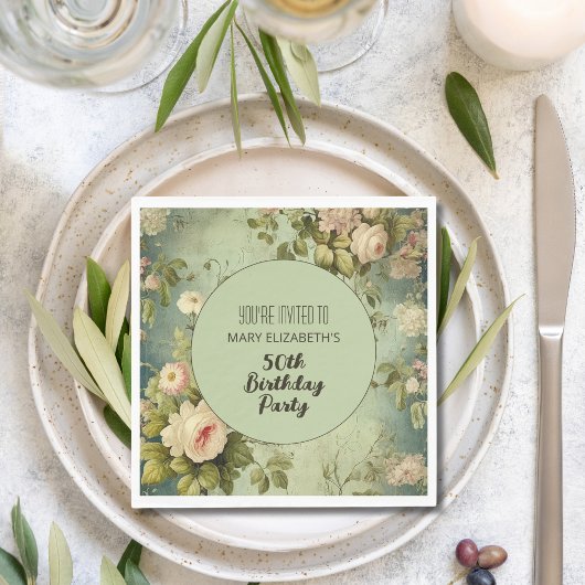 Serviette En Papier Fleur Rose sur mesure Jour de verdure