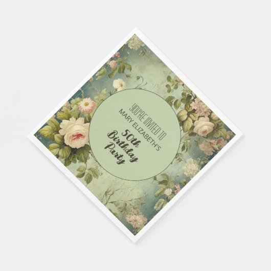 Serviette En Papier Fleur Rose sur mesure Jour de verdure (Coin)
