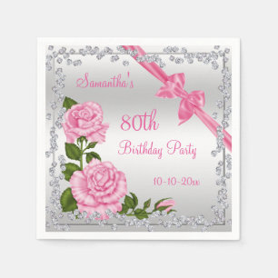 Serviette En Papier Fleur rose, vaches et diamants 80e