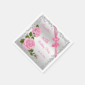 Serviette En Papier Fleur rose, vaches et diamants 80e (Coin)