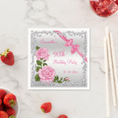 Serviette En Papier Fleur rose, vaches et diamants 90e (En situation)