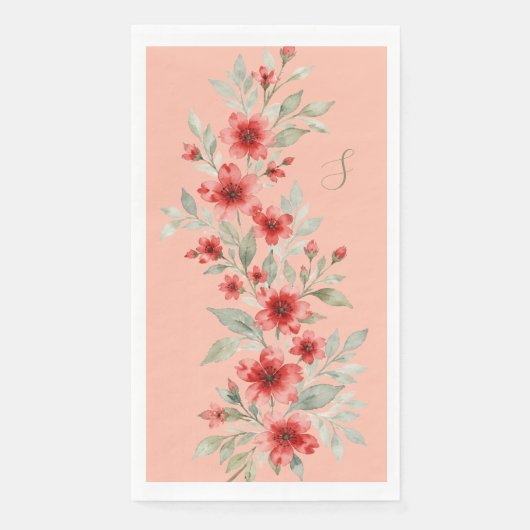 Serviette En Papier Fleur rouge (Devant)