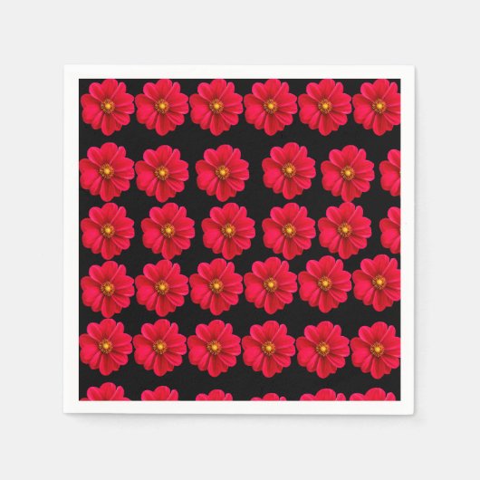 Serviette En Papier fleur rouge. (Devant)