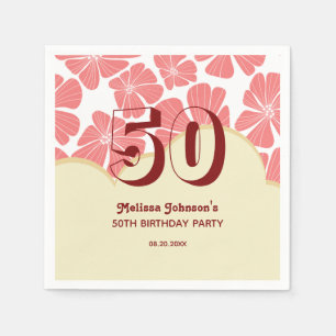 Serviette En Papier Fleur rouge Abstraite rétro Chamomile Anniversaire