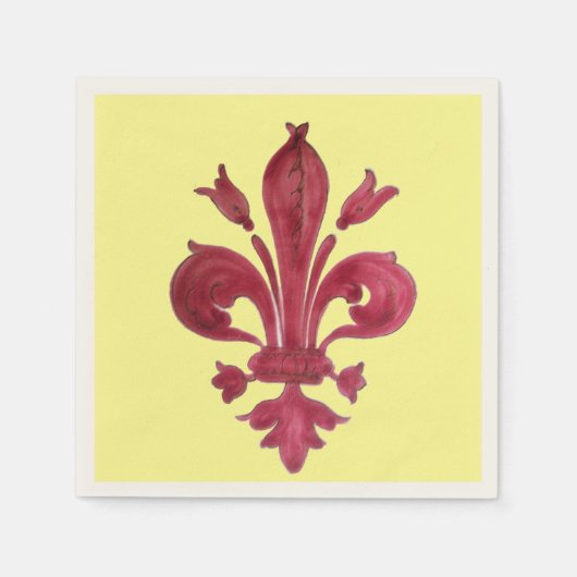 SERVIETTE EN PAPIER FLEUR ROUGE DE LIS (Devant)